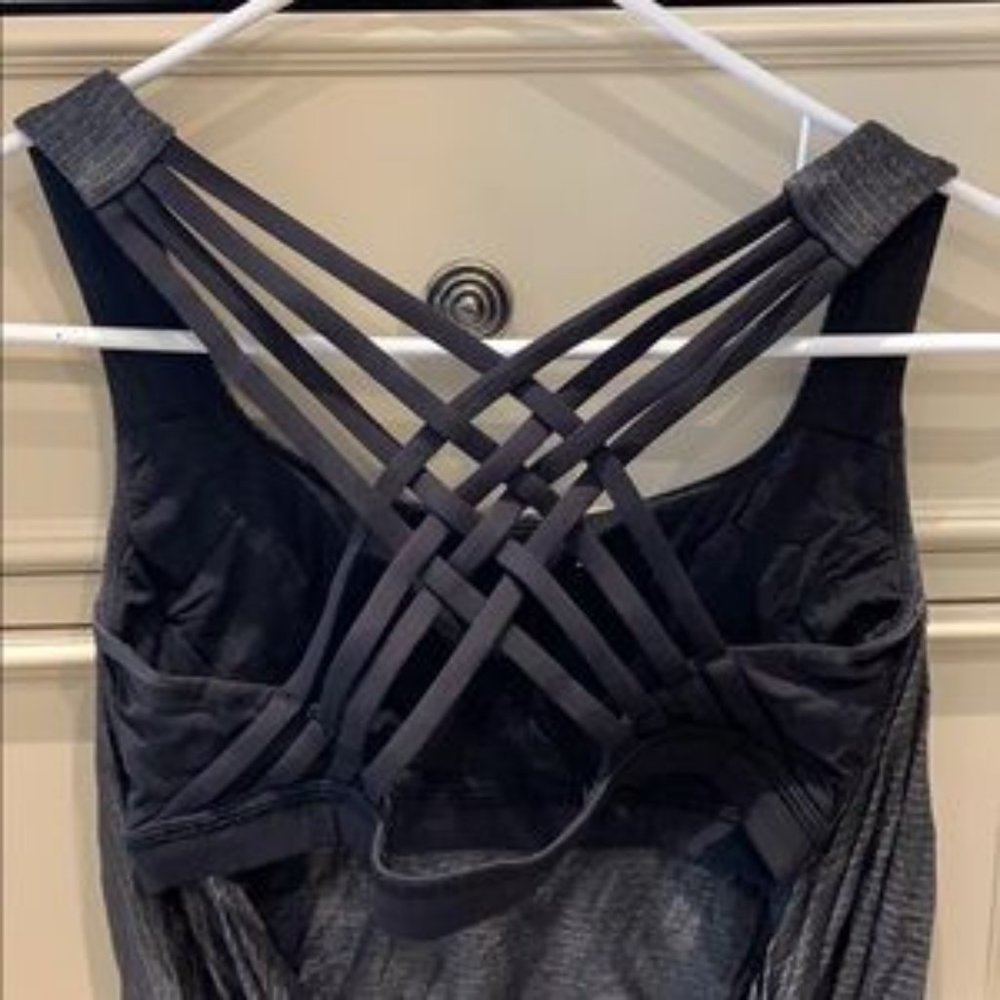 GRAY Striped Beat the Heat Strappy Tank Open Back - Picture 3 of 4